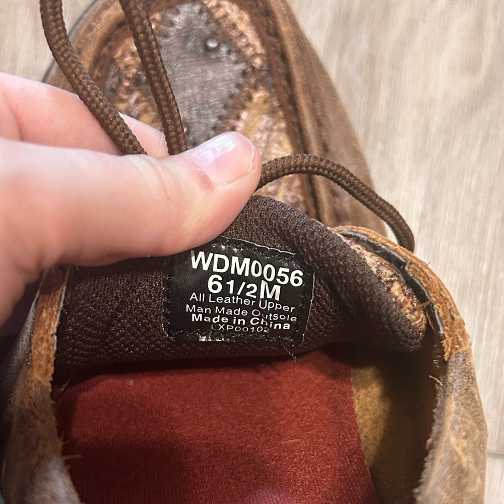 Twisted X Driving Moccasins Oil Saddle Ostrich/Bomber Ostrich Size 6.5M Lace Up - Picture 6 of 10